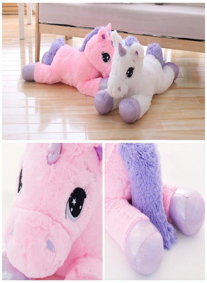 Sofipal Big Unicorn Plush Pillow - Giant Unicorn Stuffed Animal Toy for Birthday, Valentine's, Bedroom (Pink, 31") - Image 3